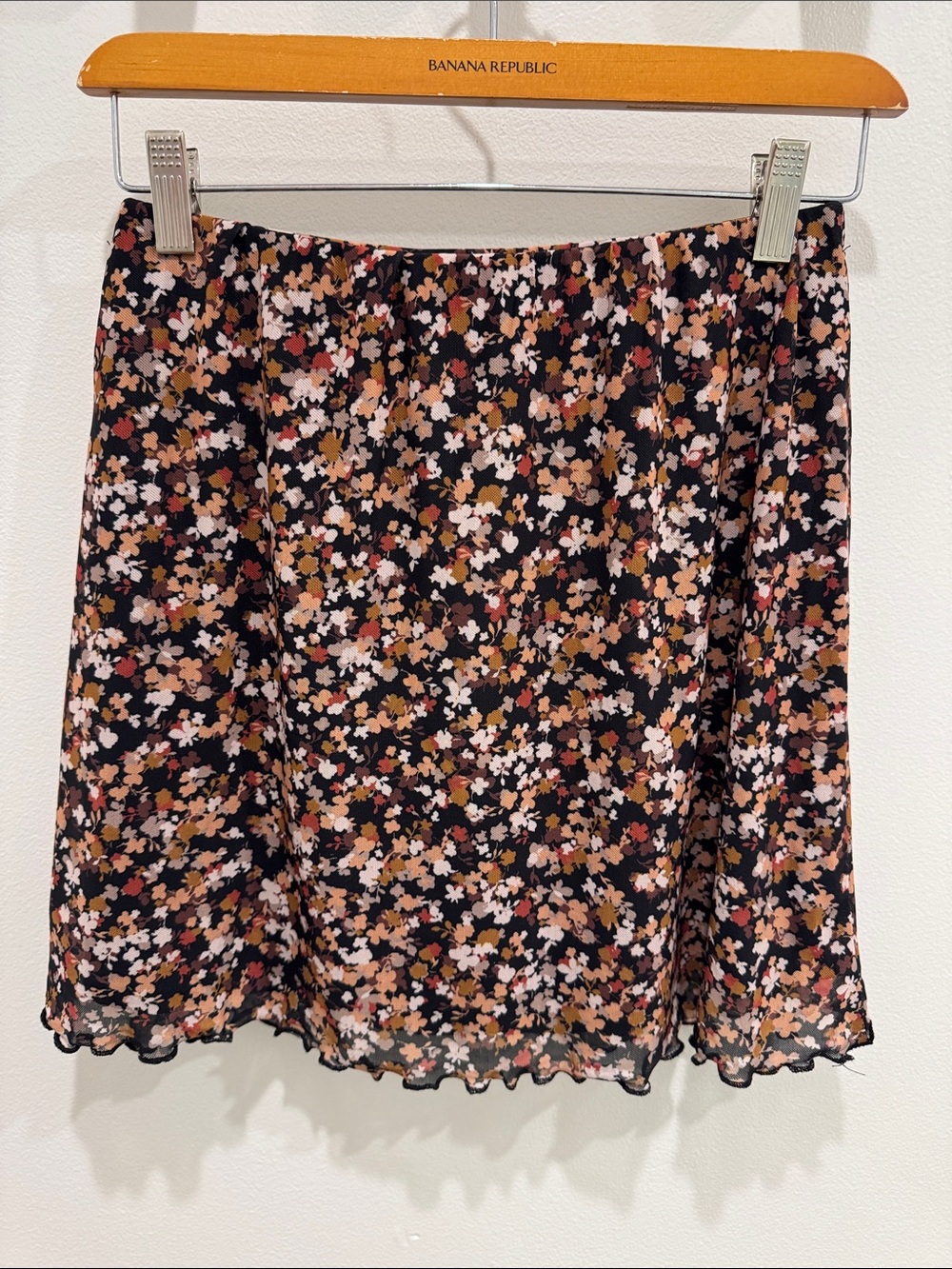 Floral Print Black Mini Skirt with Brown and Tan Accents - Picture 5 of 6